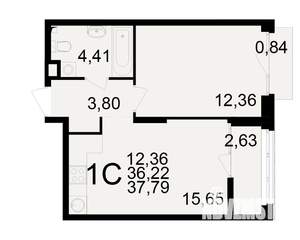 1-к квартира, вторичка, 36м2, 5/25 этаж