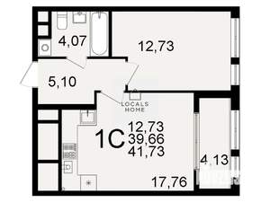 1-к квартира, вторичка, 42м2, 6/26 этаж