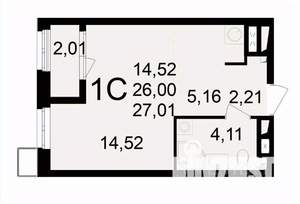1-к квартира, вторичка, 27м2, 23/24 этаж