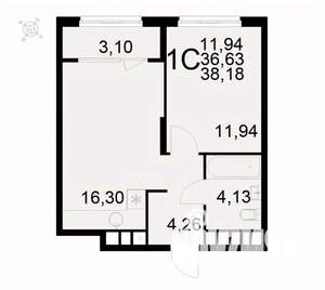 1-к квартира, вторичка, 38м2, 17/22 этаж