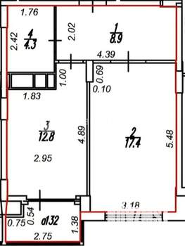 1-к квартира, вторичка, 43м2, 9/24 этаж