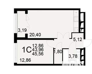 1-к квартира, вторичка, 44м2, 5/25 этаж