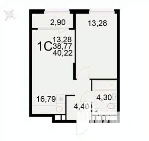 1-к квартира, вторичка, 40м2, 3/22 этаж