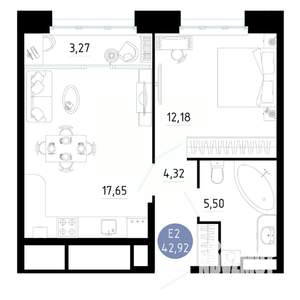 1-к квартира, вторичка, 43м2, 19/20 этаж