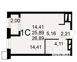 1-к квартира, вторичка, 26м2, 18/23 этаж