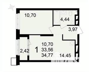 1-к квартира, вторичка, 35м2, 22/24 этаж