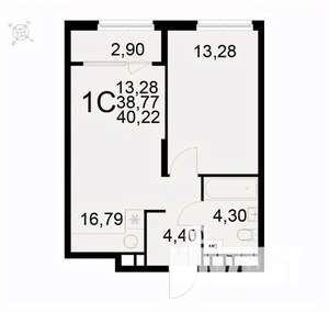 1-к квартира, вторичка, 40м2, 8/22 этаж