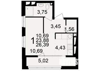 1-к квартира, вторичка, 24м2, 22/25 этаж