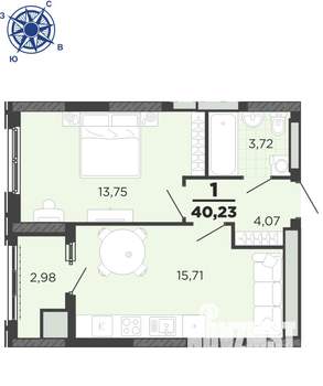 1-к квартира, вторичка, 40м2, 25/25 этаж