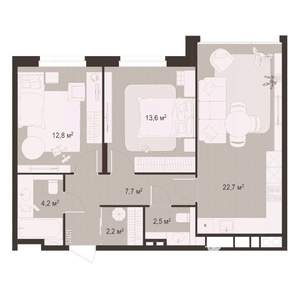 2-к квартира, строящийся дом, 66м2, 3/8 этаж