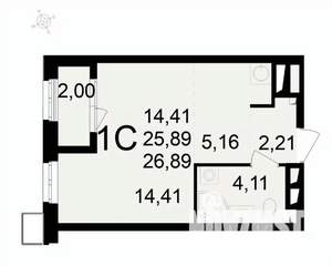 1-к квартира, вторичка, 27м2, 20/24 этаж