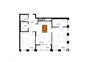 2-к квартира, вторичка, 81м2, 4/9 этаж