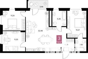 3-к квартира, вторичка, 82м2, 4/9 этаж