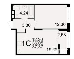 1-к квартира, вторичка, 36м2, 14/25 этаж