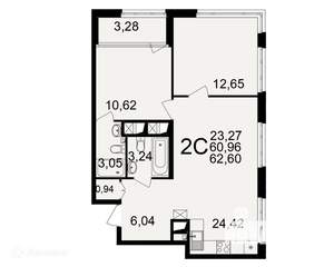 2-к квартира, вторичка, 63м2, 4/26 этаж