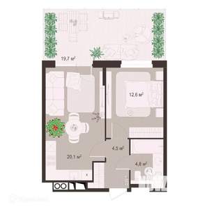 1-к квартира, вторичка, 62м2, 1/9 этаж