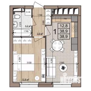 1-к квартира, строящийся дом, 39м2, 14/25 этаж