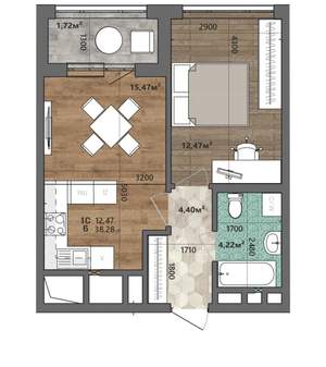 1-к квартира, вторичка, 38м2, 13/25 этаж