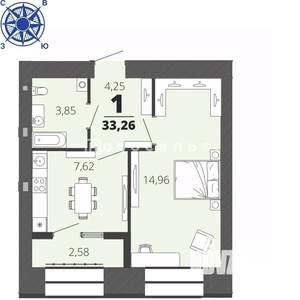 1-к квартира, вторичка, 33м2, 2/16 этаж