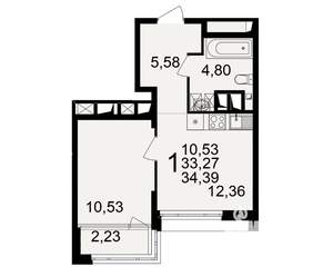 1-к квартира, вторичка, 33м2, 12/25 этаж
