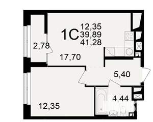 1-к квартира, вторичка, 40м2, 13/25 этаж