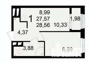 1-к квартира, вторичка, 29м2, 21/24 этаж