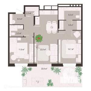 2-к квартира, вторичка, 93м2, 1/9 этаж