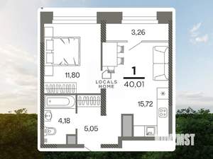 1-к квартира, вторичка, 40м2, 2/26 этаж