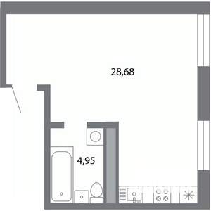 Студия квартира, строящийся дом, 34м2, 5/5 этаж