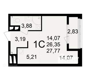 1-к квартира, вторичка, 28м2, 20/24 этаж