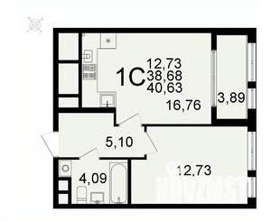 1-к квартира, вторичка, 41м2, 24/26 этаж