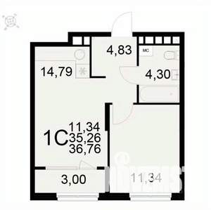 1-к квартира, вторичка, 37м2, 17/22 этаж