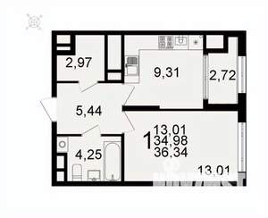 1-к квартира, вторичка, 36м2, 15/26 этаж