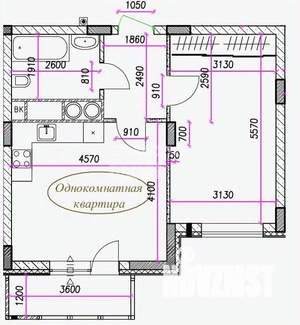 1-к квартира, вторичка, 46м2, 2/15 этаж