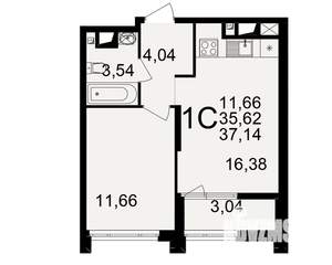 1-к квартира, вторичка, 36м2, 5/25 этаж