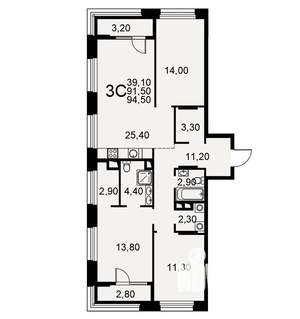 3-к квартира, вторичка, 95м2, 2/26 этаж