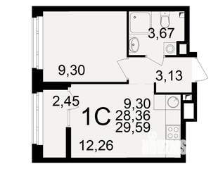 1-к квартира, вторичка, 28м2, 1/25 этаж