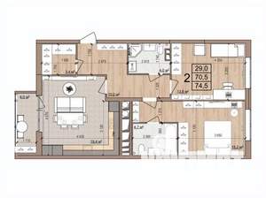 2-к квартира, вторичка, 75м2, 4/17 этаж