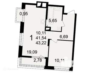 1-к квартира, вторичка, 43м2, 4/24 этаж
