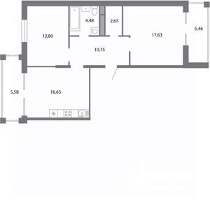 2-к квартира, строящийся дом, 70м2, 5/5 этаж