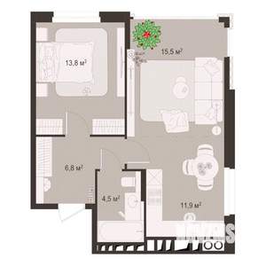 2-к квартира, строящийся дом, 53м2, 5/8 этаж