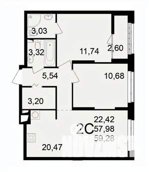 2-к квартира, вторичка, 59м2, 3/11 этаж