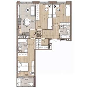 3-к квартира, строящийся дом, 91м2, 8/8 этаж