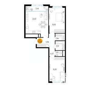 2-к квартира, вторичка, 75м2, 15/25 этаж