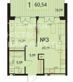 1-к квартира, вторичка, 61м2, 1/3 этаж