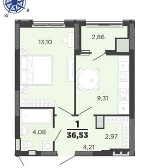 1-к квартира, вторичка, 35м2, 4/25 этаж