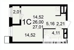 1-к квартира, вторичка, 28м2, 2/24 этаж
