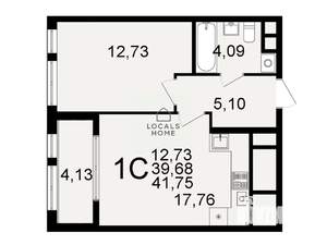 1-к квартира, вторичка, 42м2, 13/26 этаж