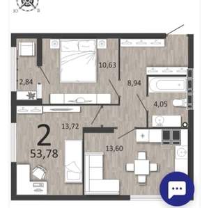2-к квартира, вторичка, 54м2, 14/25 этаж