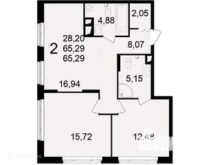 2-к квартира, вторичка, 65м2, 2/24 этаж